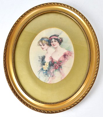 Lot 439 - FRANK AVELINE (1877-1951); pastel on silk,...