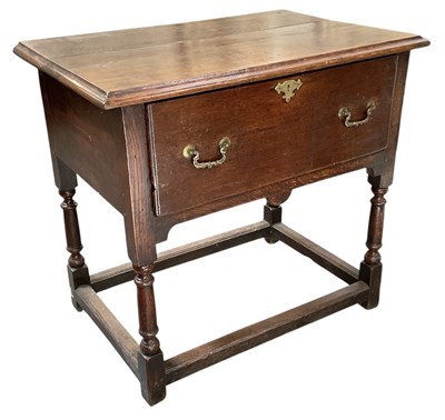 Lot 36 - An 18th/19th century oak single drawer side...