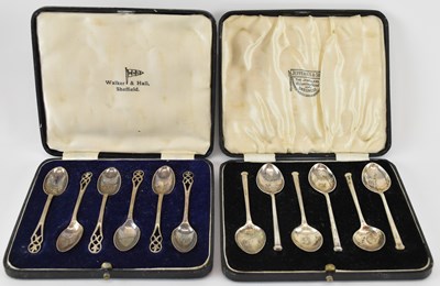 Lot 443 - WALKER & HALL; a cased set of six George VI...
