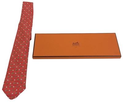 Lot 333 - HERMÈS; a boxed 100% silk gentleman's scarf,...