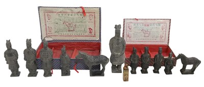 Lot 410 - Three cased sets of Chinese terracotta...