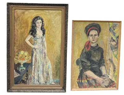 Lot 193 - JO WEBSTER; oil on canvas, portrait of a lady,...