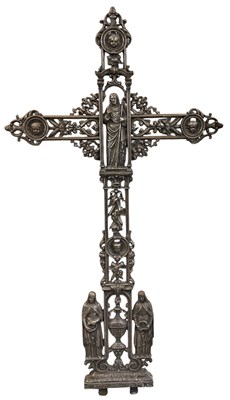 Lot 83 - A large wrought iron crucifix, 180 x 97cm.
