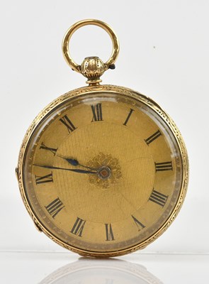 Lot 642 - An 18ct gold open face pocket watch, with...