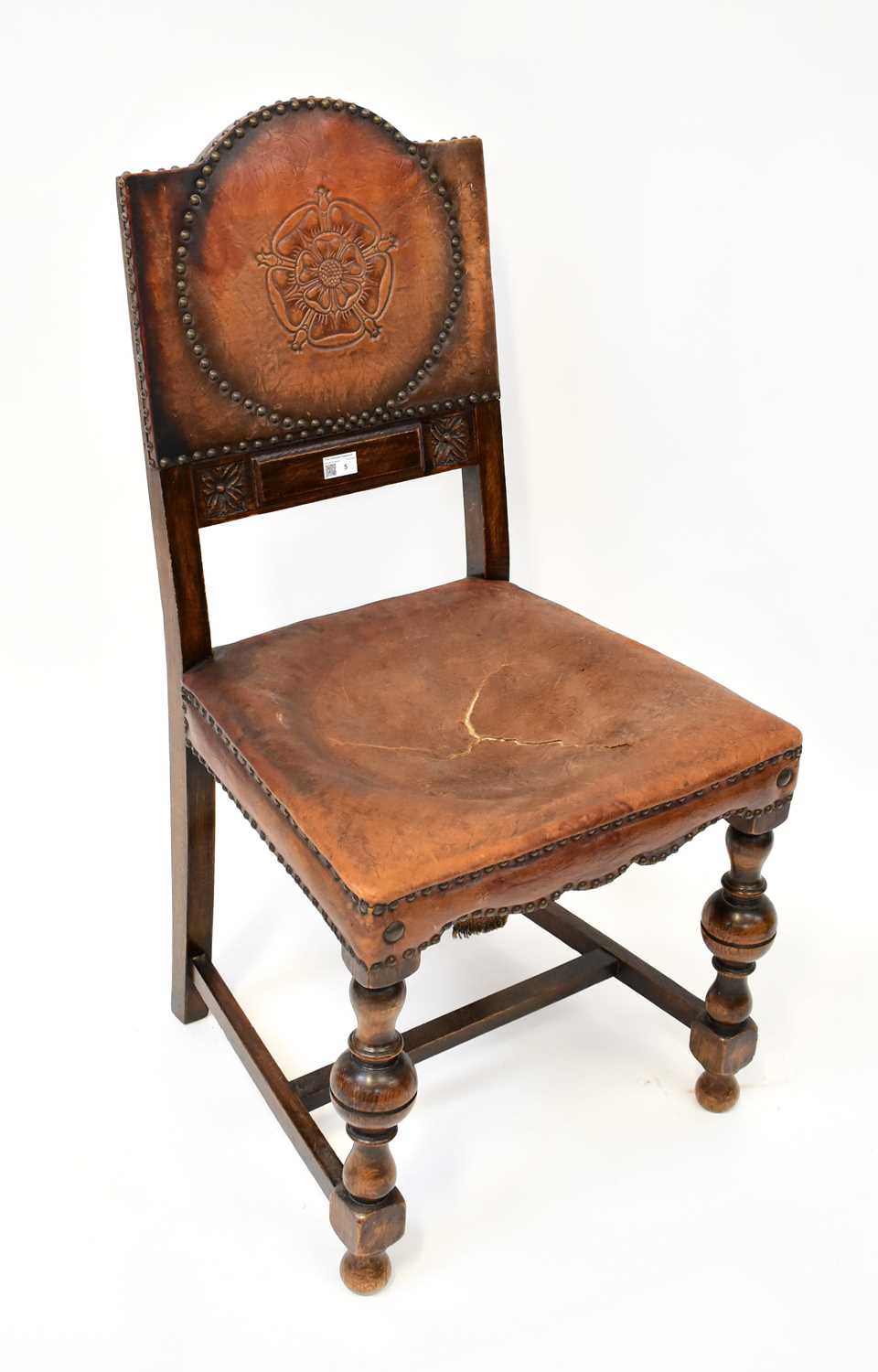 Lot 5 - A late 19th/early 20th century studded leather...