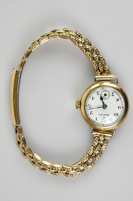 Lot 658 - ZENITH; a lady's 9ct gold cased wristwatch,...