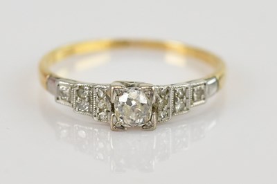 Lot 492 - An 18ct gold Art Deco diamond ring, the...