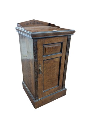 Lot 173 - A Victorian walnut bedside pot cupboard, with...
