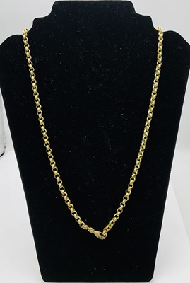Lot 819 - A 9ct yellow gold textured hoop link chain...