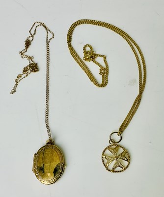 Lot 830 - A 9ct yellow gold Maltese Cross pendant on...