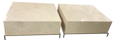 Lot 11 - A pair of modern contemporary white marble...