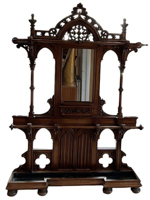 Lot 10 - A large reproduction Gothic style hall/coat...