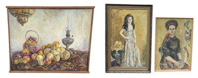 Lot 234 - JO WEBSTER; oil on canvas, portrait of a lady,...