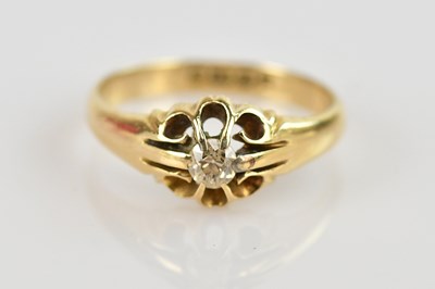 Lot 479 - An 18ct gold diamond solitaire ring, the claw...