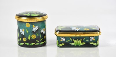 Lot 124 - MOORCROFT; two enamel trinket boxes and covers,...