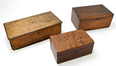 Lot 2392 - Three mahogany work boxes, largest 10 x 19 x...