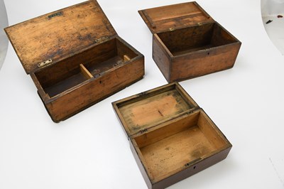 Lot 2392 - Three mahogany work boxes, largest 10 x 19 x...