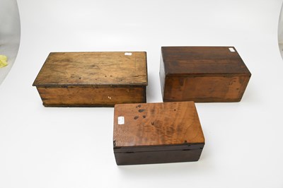 Lot 2392 - Three mahogany work boxes, largest 10 x 19 x...