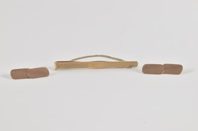 Lot 555 - A pair of rectangular 9ct yellow gold...