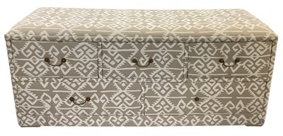 Lot 46 - A modern beige upholstered chest of three...