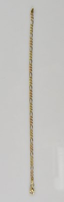 Lot 575 - A 9ct gold dainty two colour figaro link...