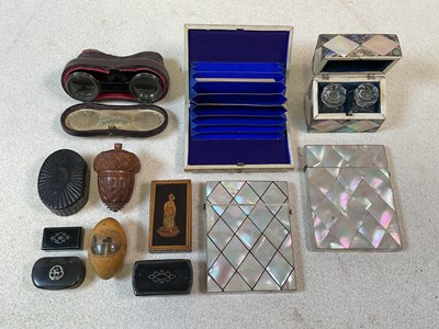 Lot 127 - Three mother of pearl card cases, a mother of...