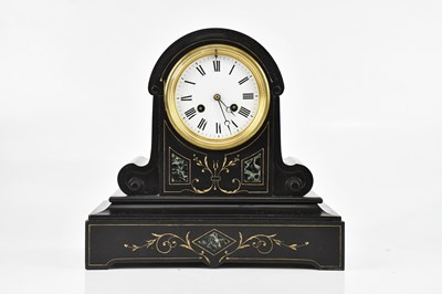 Lot 274 - A Victorian slate mantel clock, the enamel...