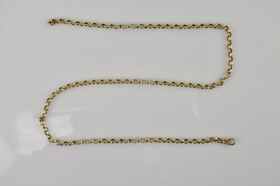 Lot 548 - A 9ct gold belcher link necklace with ring and...