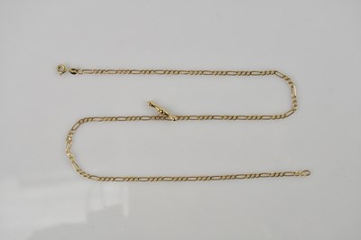 Lot 546 - A 9ct gold dainty figaro link necklace, with...