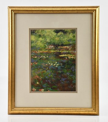 Lot 123 - MARC GRIMSHAW (b. 1957); pastel, garden scene,...
