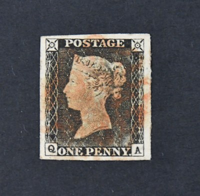 Lot 727 - GREAT BRITAIN STAMP; 1840 1d black plate 1A...