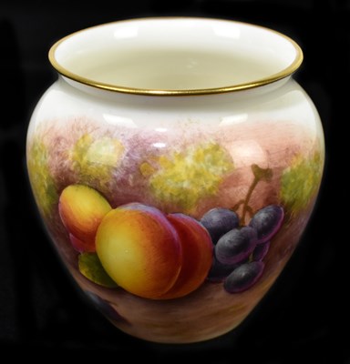 Lot 439 - LEIGHTON MAYBURY FOR ROYAL WORCESTER; a small vase painted with fruit