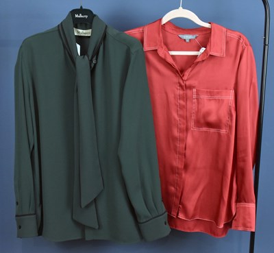 Lot 863 - MULBERRY; a bottle green polyester long...