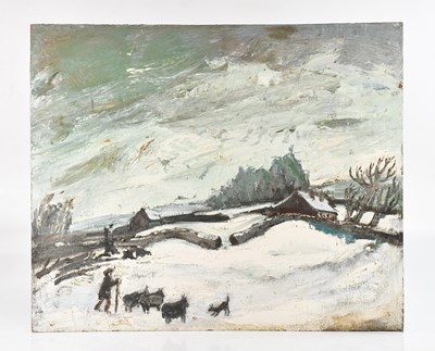 Lot 236 - MARY GASKELL (MAJOR); oil on board, Snow scene,...