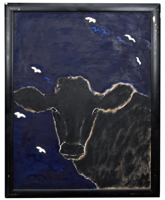 Lot 443 - JACOB SUTTON; oil on canvas, cow, signed verso,...