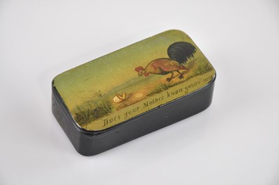 Lot 499 - A 19th century laqured snuff box, decorated...