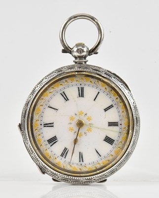 Lot 613 - A Continental silver cased open face lady's...