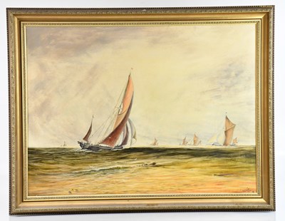 Lot 1116 - G E MILLER; oil on board, sailboats, signed...
