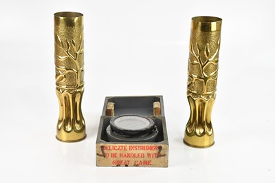 Lot 1198 - An RAF compass, boxed, and a pair of Trench...