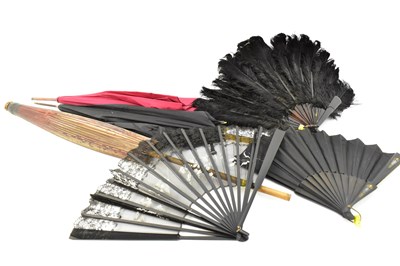 Lot 653 - Three antique parasols comprising a Chinese...