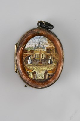 Lot 543 - A 19th century micromosaic oval locket, the...