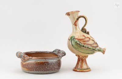 Lot 133 - Poterie du Don; a salt glazed twin handled...