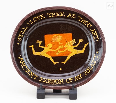 Lot 102 - PRUE COOPER (born 1946); an oval slipware...