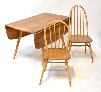 Lot 5 - ERCOL; a drop-leaf dining table, on square...