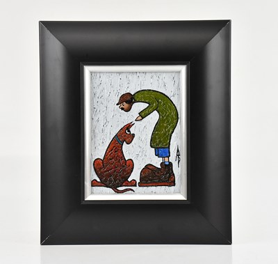 Lot 198 - ALBERT BARLOW (b.1944); acrylic on board, 'Sit'...