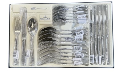 Lot 419 - VILLEROY & BOCH; a cased five setting silver...