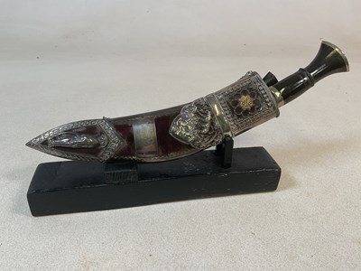 Lot 237 - A white metal detailed presentation kukri,...