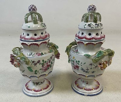 Lot 433 - A pair of foreign porcelain pot pourri holders,...