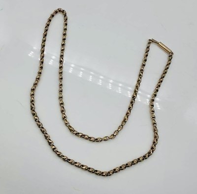 Lot 854 - A 9ct rose gold hoop link chain, length 56cm,...