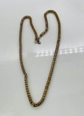 Lot 869 - A 9ct gold snake link chain (clasp af), length...